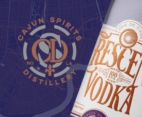 Cajun Spirits Distillery logo and label designs